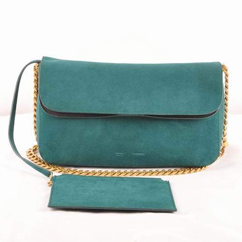 Celine Gourmette Small Bag in Suede Leather - 3078 Green Celine Gourmette Small Bag in Suede Leather - 3078 Green